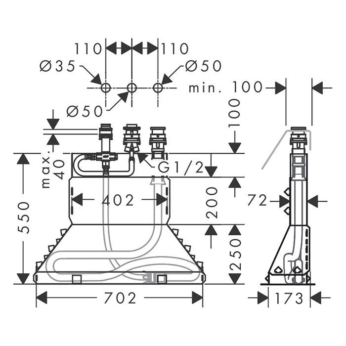 AX MyEdition Скрытая часть для смесителя на борт ванны, на 3 отверстия AX MyEdition Скрытая часть для смесителя на борт ванны, на 3 отверстия