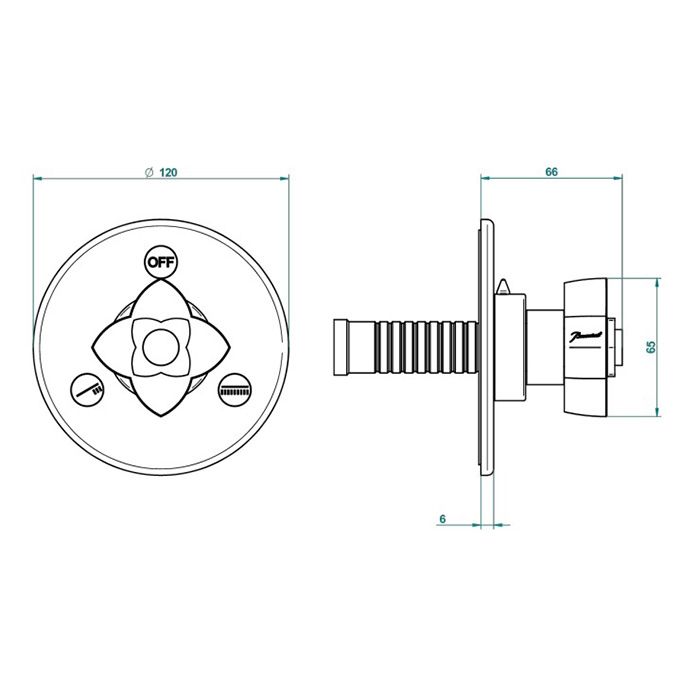 THG PETALE DE CRISTAL ROUGE Переключатель встраиваемый, внешняя часть, цвет хром