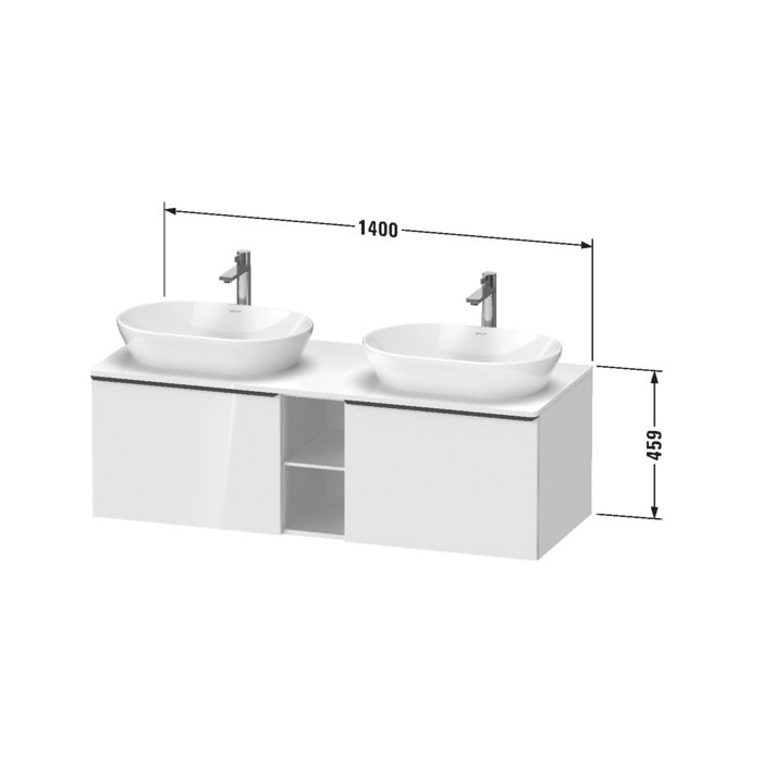 Раковина, Duravit, D-Neo, ширина, мм-600, глубина, мм-400, высота, мм-120, тип установки-накладной, отверстия для смесителя-отсутствуют, материал-керамика, крепления в комплекте, цвет-белый глянцевый, артикул 2372600070