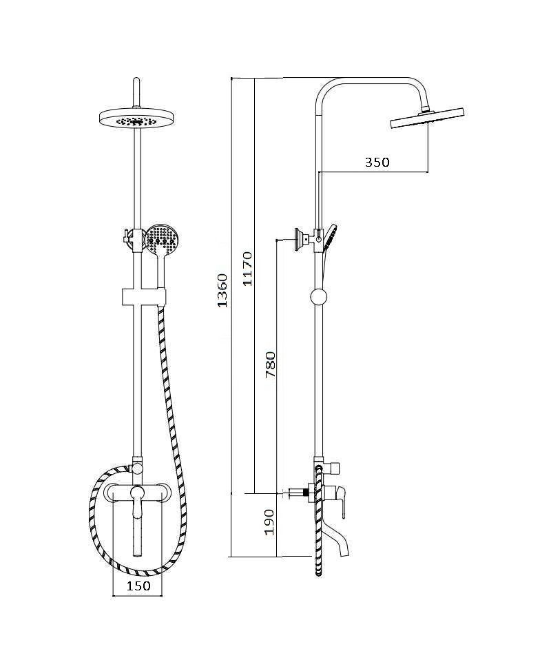 Стойка ECO Black душевая BOCH MANN BM8825