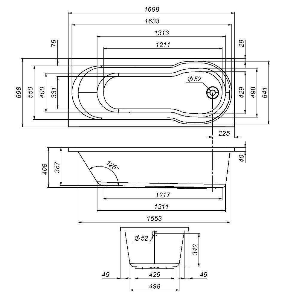 W88A-170-070W-P X-Joy, панель фронтальная для ванны А0 170х70 см, шт W88A-170-070W-P X-Joy, панель фронтальная для ванны А0 170х70 см, шт