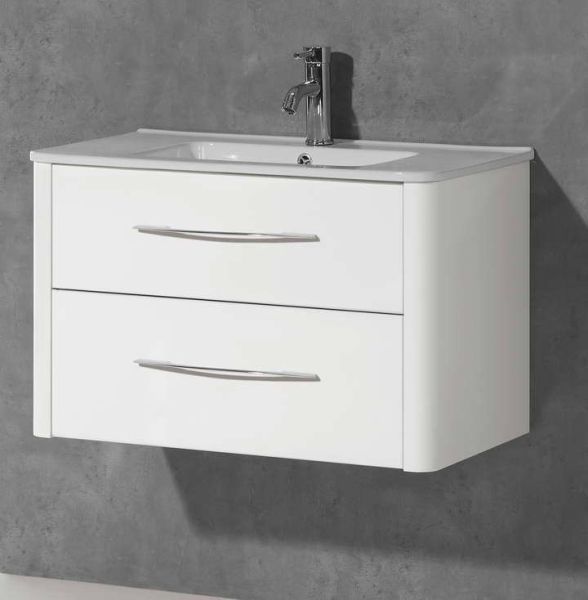 IBX ASUN, тумба под раковину 100 см, 2 ящика с ручками, цвет белый глянцевый лак