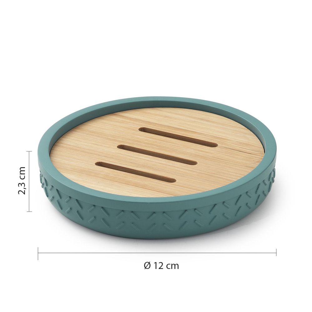 Gedy Thea, настольная мыльница, цвет зеленый/бамбук, артикул TH11(47)