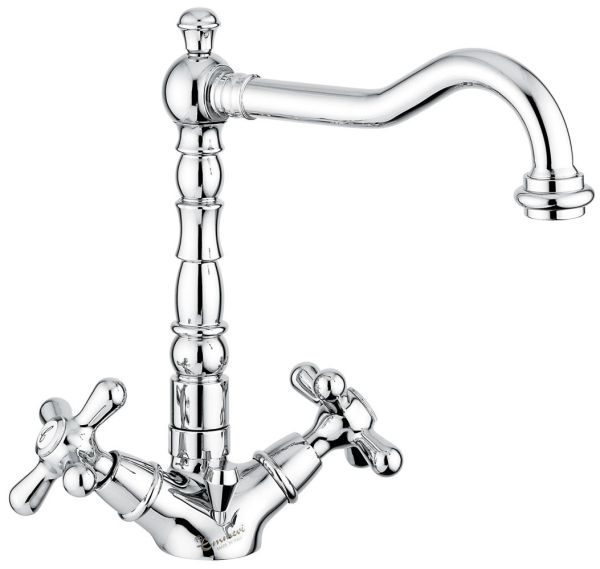 Emmevi Deco Old, двухвентильный смеситель для раковины (излив 19 см), с донным клапаном, цвет хром