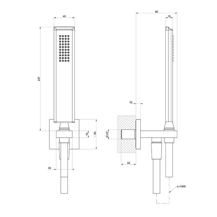 Gessi Eleganza Душевой комплект, состоящий из вывода воды, держателя, шланга 1,50 м и лейки, цвет: Antique Brass
