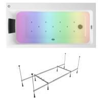 Аэромассажный комплект с хромотерапией 5 в 1 Lavinia Boho Catani 363380AC, акриловая ванна 160x80 см (правый разворот), каркас с монтажным набором, подголовник, хромотерапия, аэромассаж