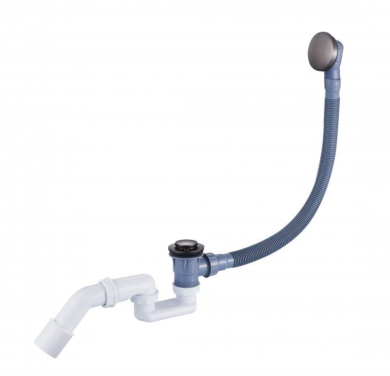 Слив-перелив для акриловой ванны 680 мм, с гибкой трубой, с гидрозатвором, с донным клапаном "Клик-клак" CZR-STP3-BORO, брашированное золото, артикул CZR-STP3-BORO