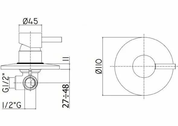 Смеситель для душа Paffoni Light LIG011BO (с внутренней частью)