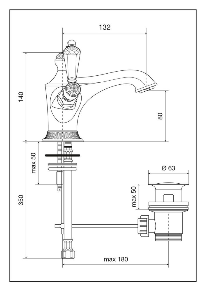 Emmevi The One Atena, смеситель для раковины. Прозрачные кристаллы Swarovski, цвет золото