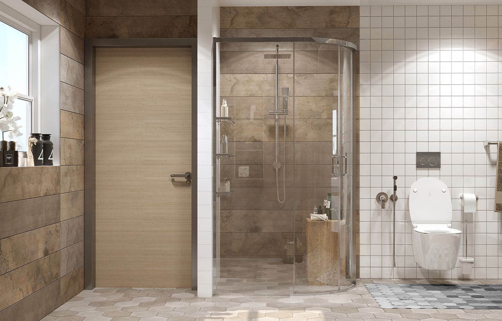 Душевой уголок Ambassador Queen 11011103R-ST1, полукруглый, линейный трап, 120х80