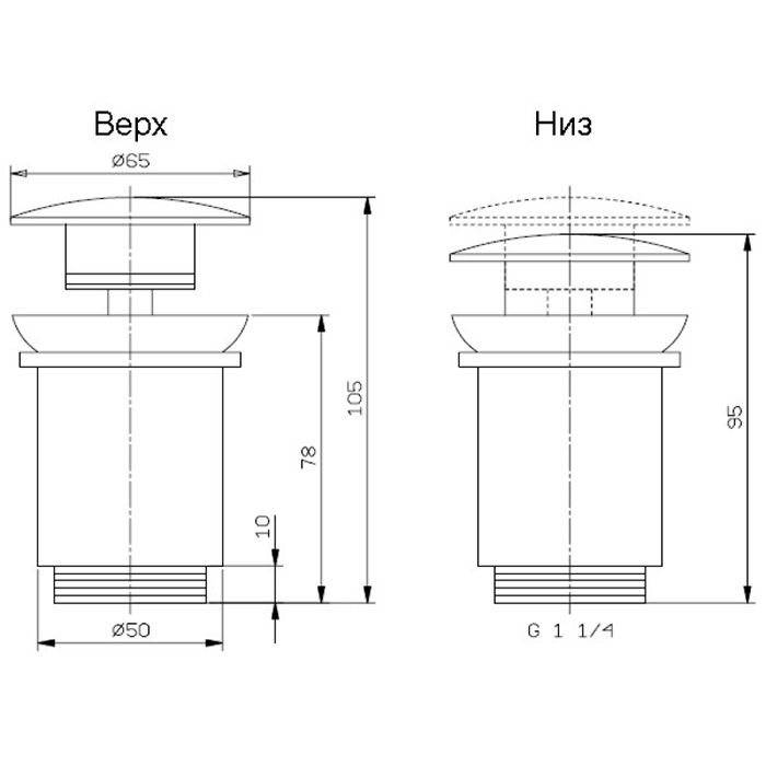 Daniel Revival Decora Донный клапан для раковины с переливом, автомат, медь/декор медь