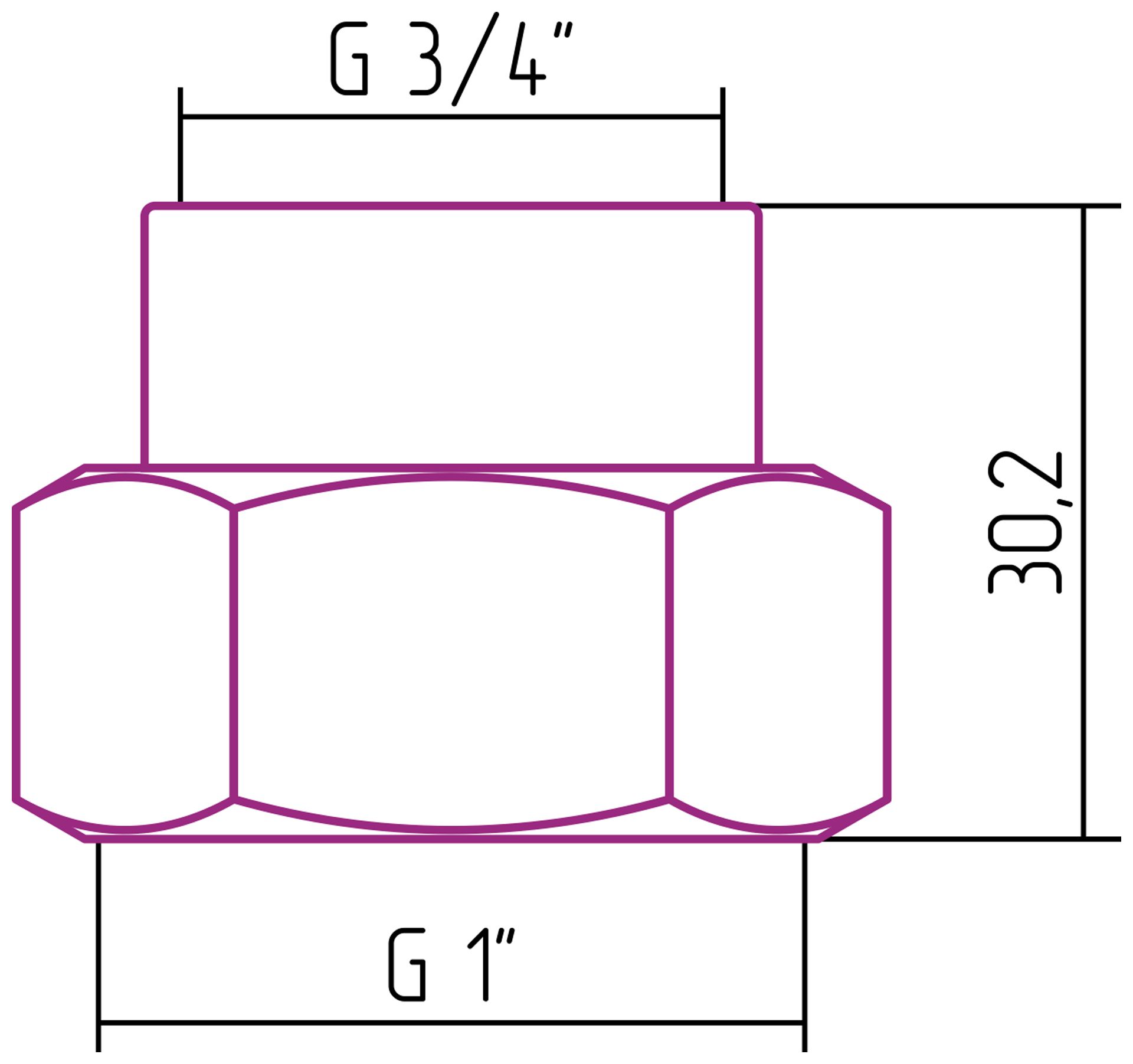 Комплект фитингов прямой G 1" НГ х G 3/4" ВР / 2 шт (Без покрытия)