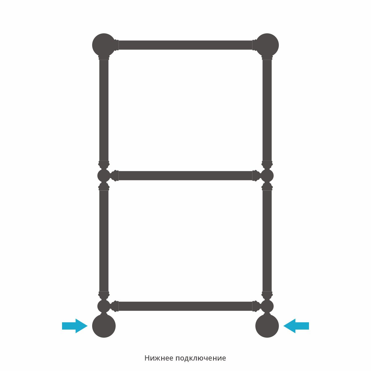 Полотенцесушитель, Сунержа, Ренессанс 1386, водяной, ширина, мм-572, глубина, мм-246, высота, мм-933, межосевое расстояние-500, подключение-нижнее, мощность, Вт-252, присоединительный размер--НР G 1/2" / НР G 3/4" (эксцентрик), материал-нержавеющая сталь,