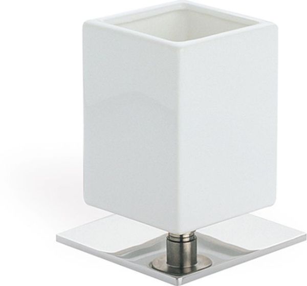 Stil Haus Urania, настольный керамический стакан на ножке, цвет хром - белая керамика
