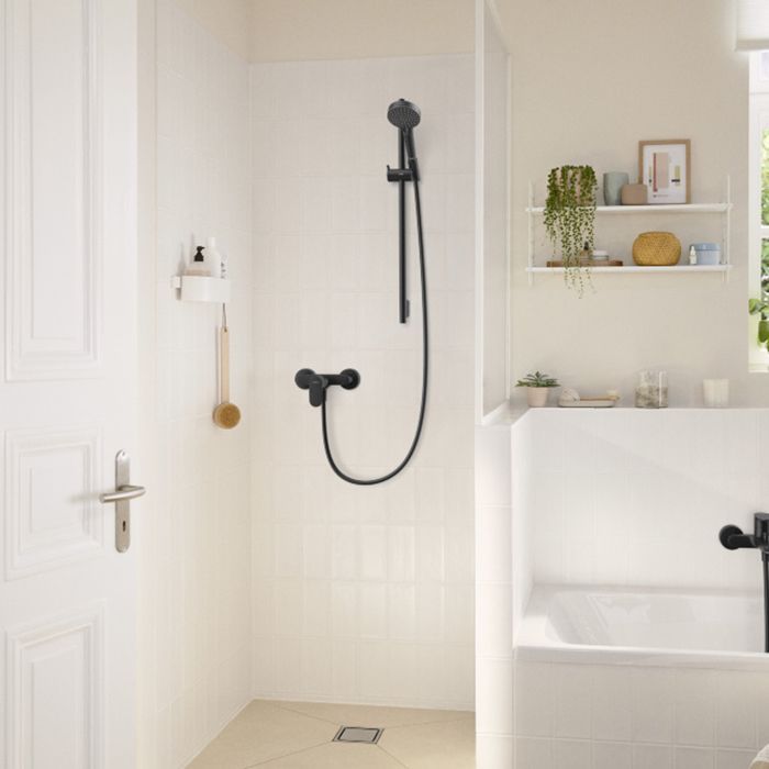Смеситель для душа, Hansgrohe, Rebris S, тип открывания воды-однорычажный, тип регулирования воды-керамический картридж, монтаж-настенный, отверстия для монтажа-2, цвет-черный матовый Смеситель для душа, Hansgrohe, Rebris S, тип открывания воды-однорычажный, тип регулирования воды-керамический картридж, монтаж-настенный, отверстия для монтажа-2, цвет-черный матовый