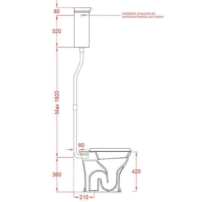 Artceram CIVITAS Высокий бачок для напольного унитаза 39х44 см, цвет: черный