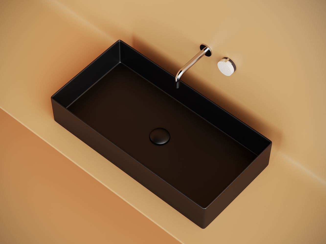 Раковина накладная прямоугольная Элемент (Element) 701x361x130, цвет черный матовый, артикул CN6071MB