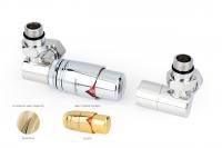 Автоматический терморегулятор 3D левый G 1/2" НР х G 3/4" НГ (набор) (Шампань)