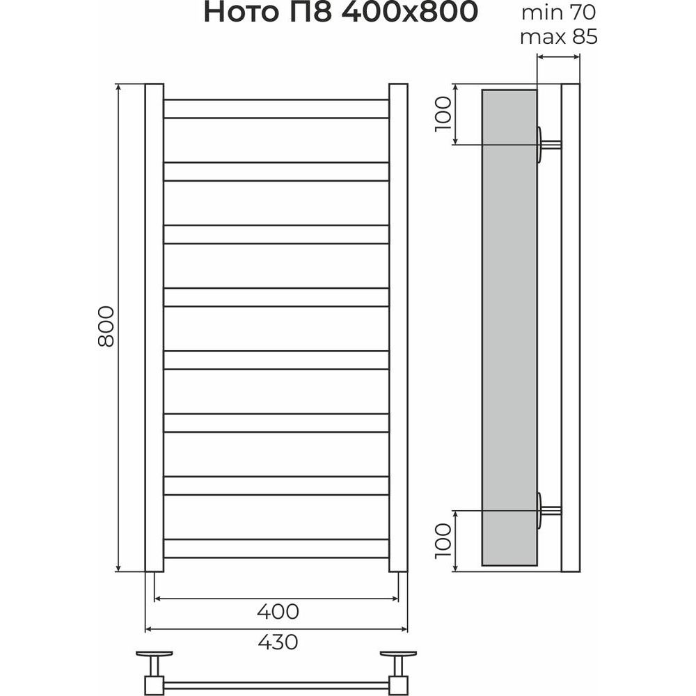 Полотенцесушитель водяной Terminus Ното П8 40х80, хром