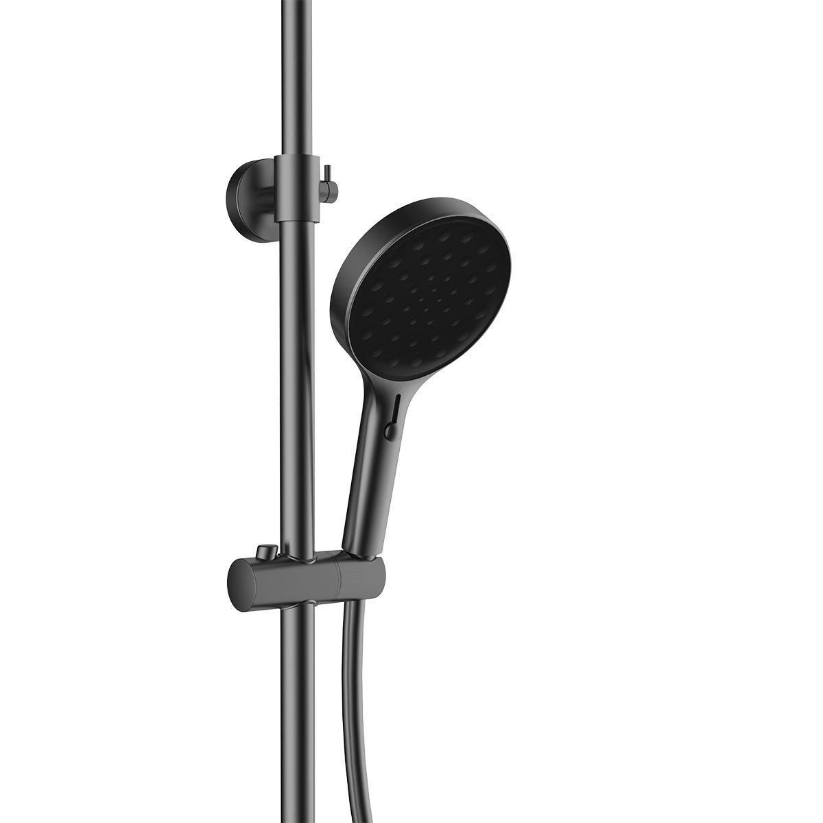 душевые стойки Vincea Душевая стойка Inspire VSFS-3I12TGM термостатическая с изливом, 30см верх.душ, вороненая сталь,
