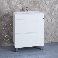 Тумба под раковину Санта Марс 65 см, 700250, 2 ящика, 1 дверь, напольная, белый (ум. Elen 65 литой мрамор)