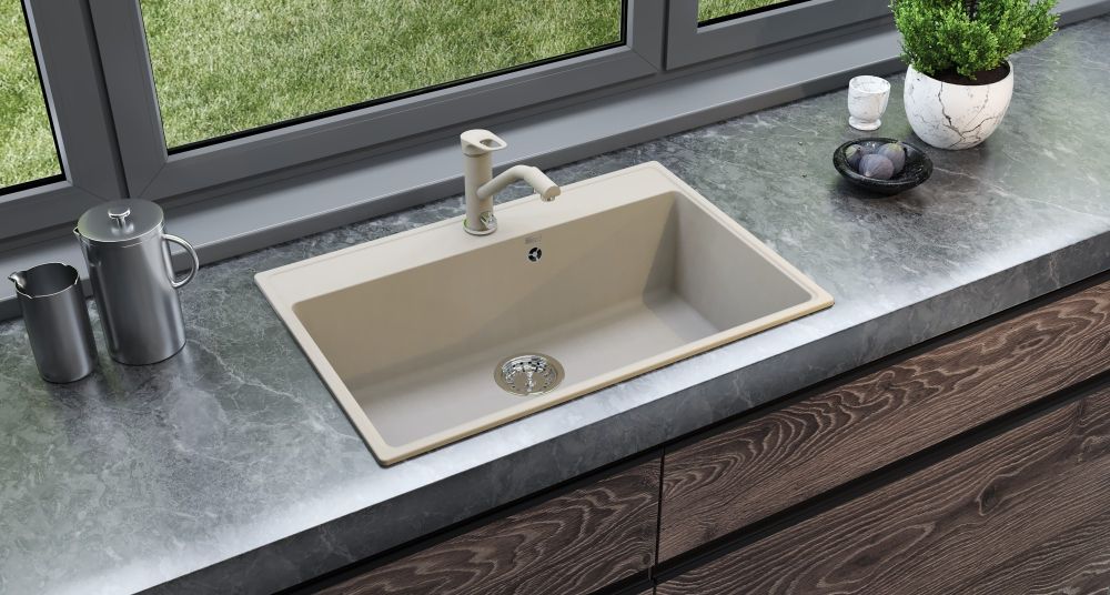 Кухонная мойка Ulgran Quartz Forte 760-02, лен, артикул Forte 760-02