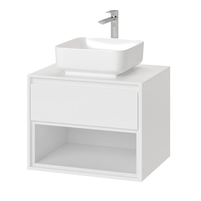 Тумба под накладную раковину EXCELLENT Tuto 60 см (белый/белый), 1 ящик