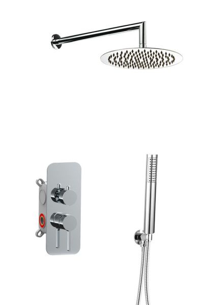 AQG Urban Flow, душевой комплект ER236 на 2 потребителя, с настенным кронштейном, цвет хром
