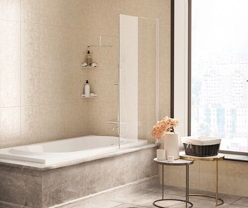 Berkel 48P01-80 WHITE Стеклянная шторка на ванну одностворчатая, белый профиль