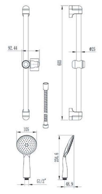 Душевой гарнитур артикул: VSS851, VODA