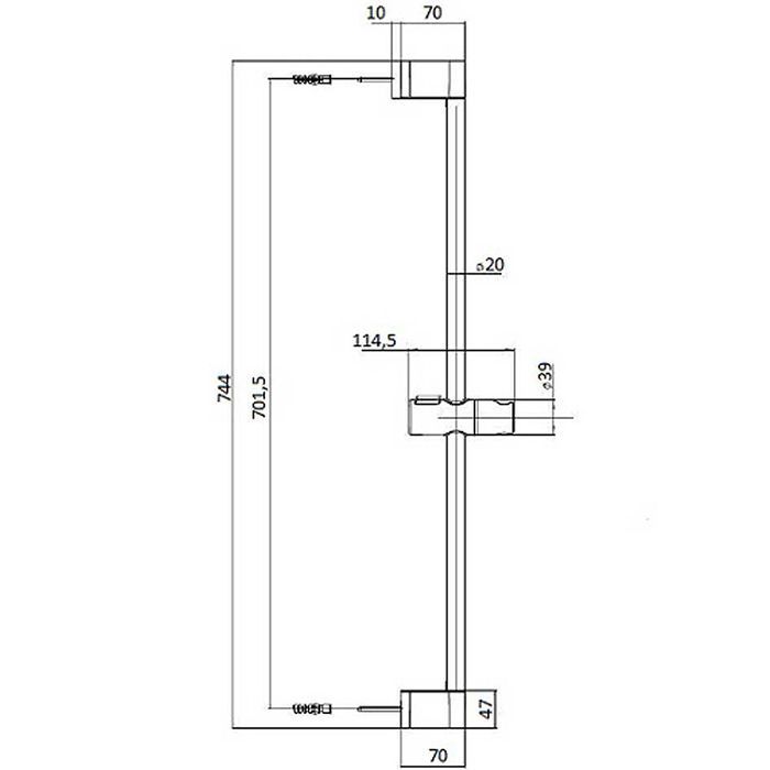Bossini  Душевая штанга 70 см, ручная лейка со шлангом CROMOLUX 150 см,цвет хром