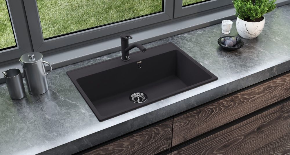 Кухонная мойка Ulgran Quartz Forte 760-07, уголь, артикул Forte 760-07