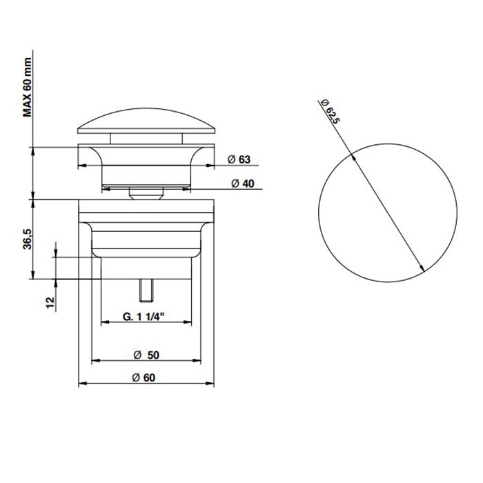 Bongio Time 2020 Донный клапан 1 1/4, брашированная сталь