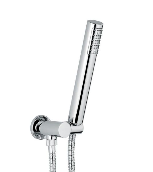 Emmevi, набор ручного душа 154: круглая лейка из ABS, шланг 150 см из латуни и держатель лейки с водоотводом из латуни, цвет брашированное золото