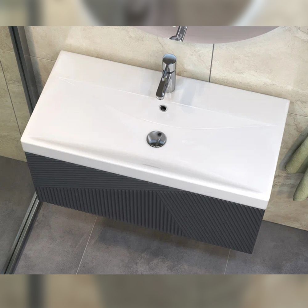 Тумба под раковину подвесная Velvex Edge tp.EDG.9696.80.1Y графит, 80 см, артикул tp.EDG.9696.80.1Y графит