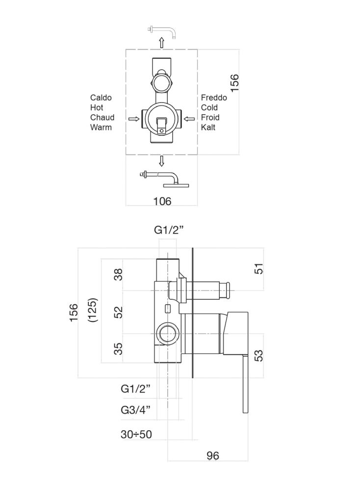 Смеситель для душа Fiore KALOS 76CR7417, хром, артикул 76CR7417