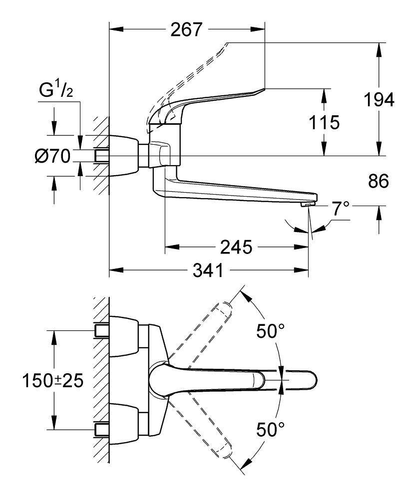 Смеситель для раковины GROHE Euroeco Special (вынос 342 мм, длина рычага 170 мм), хром (32775000) Смеситель для раковины GROHE Euroeco Special (вынос 342 мм, длина рычага 170 мм), хром (32775000)