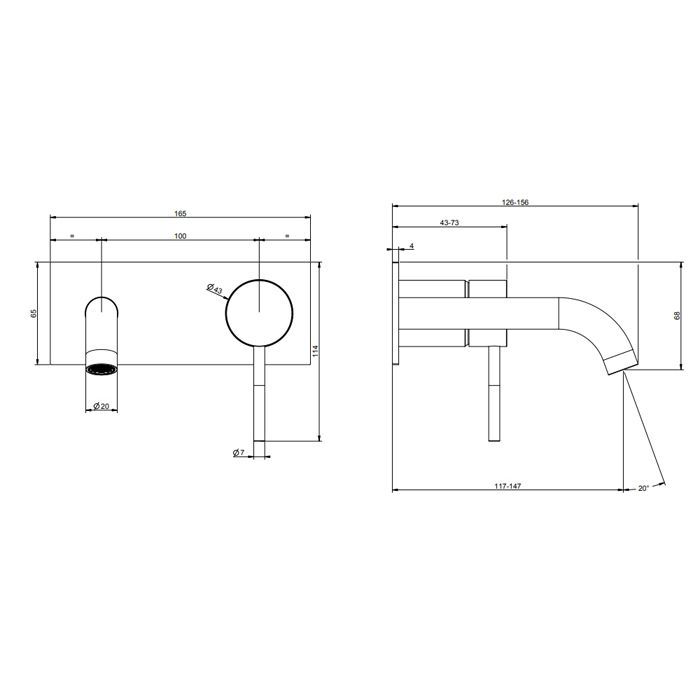 GESSI 316 Встраиваемый смеситель с изливом 147мм (внешние части), цвет: Black XL