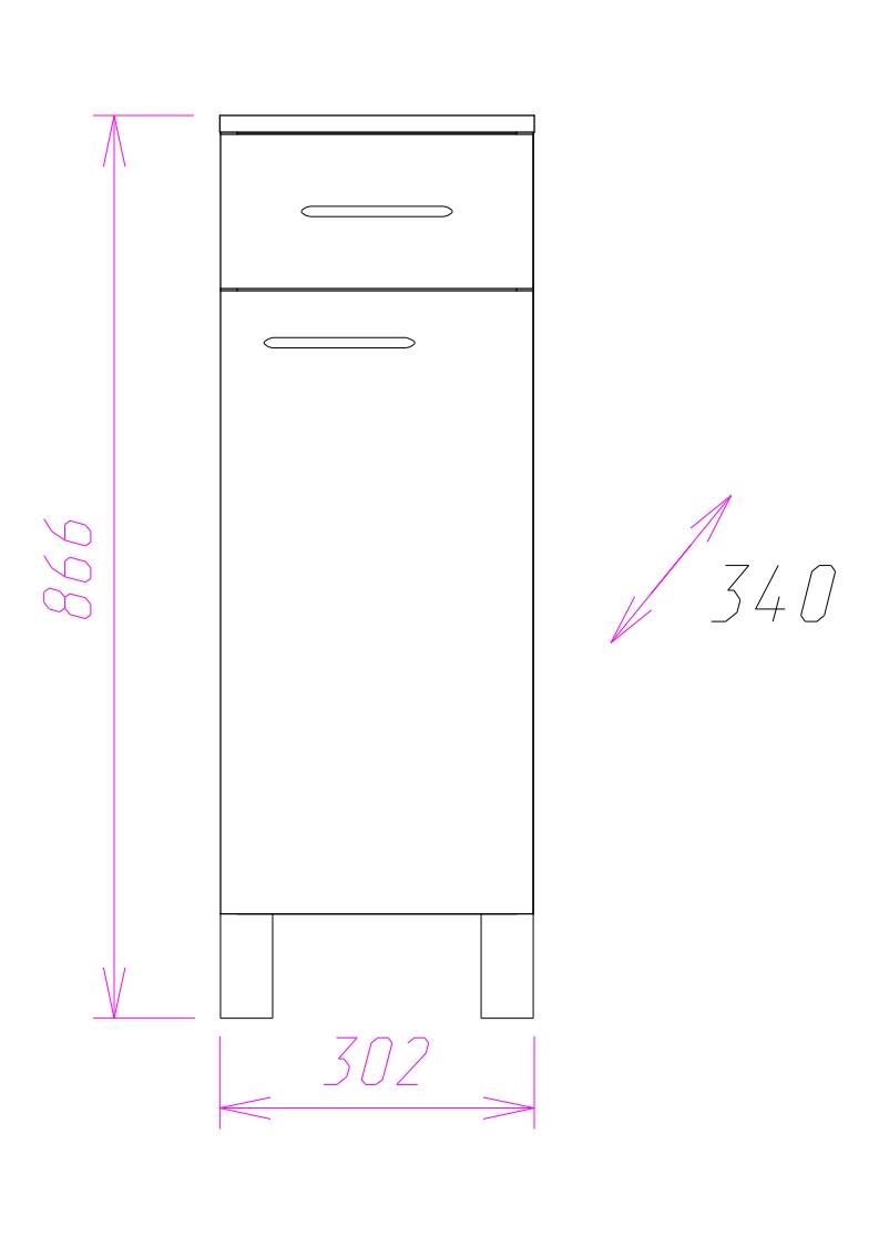 Полупенал Onika Каприз 30 напольный, белый, правый