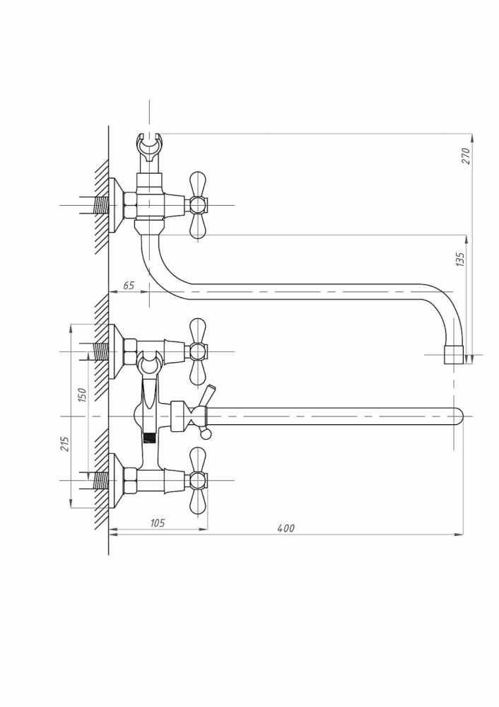 Смеситель для ванны с душем FAUZT FZs-317-10 тип См-ВУДРНШлА, артикул FZs-317-10