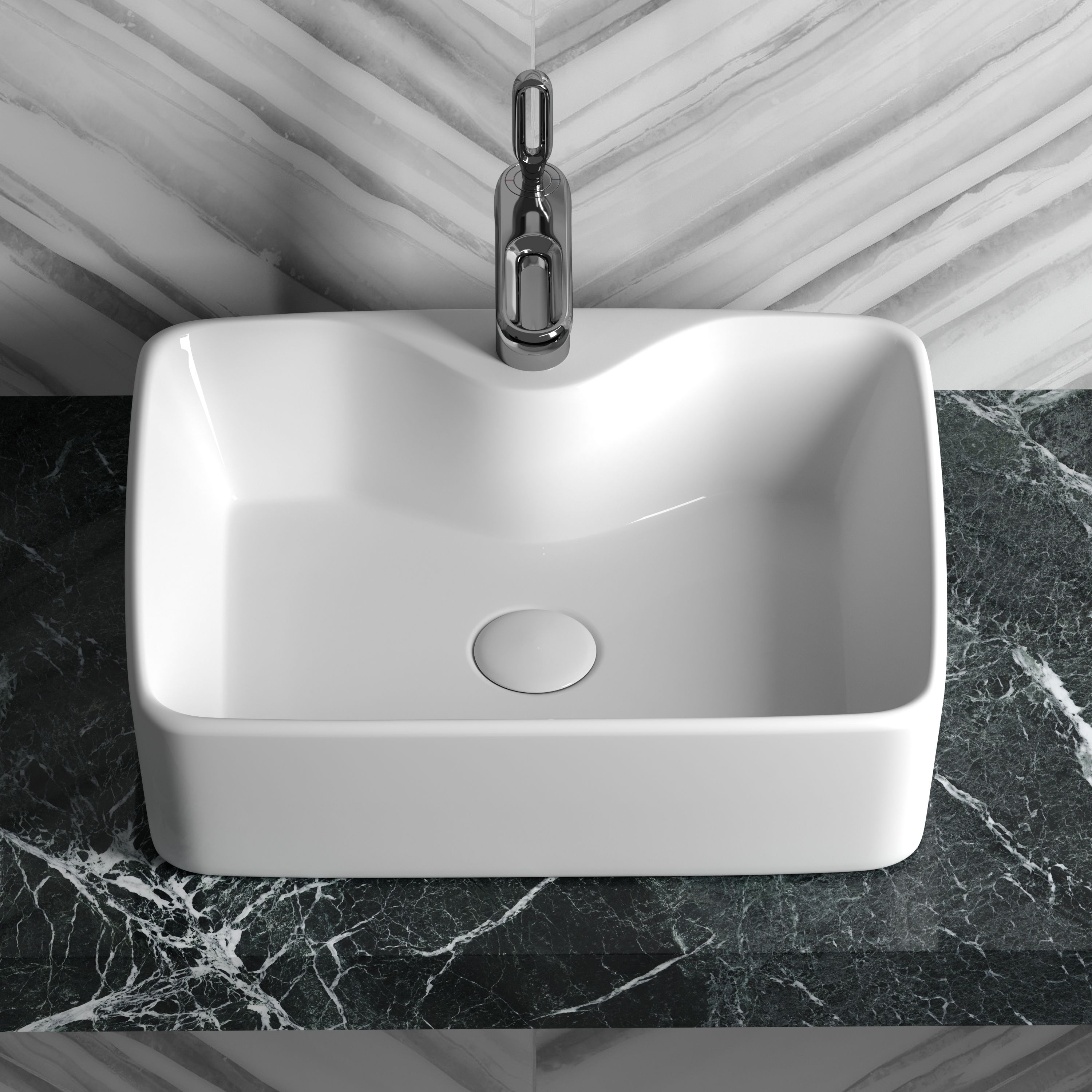 Умывальник чаша накладная прямоугольная Element 480*370*130мм CN6033