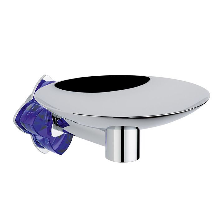 THG PETALE DE CRISTAL BLEU Мыльница металлическая ø100 мм., подвесная, цвет хром THG PETALE DE CRISTAL BLEU Мыльница металлическая ø100 мм., подвесная, цвет хром