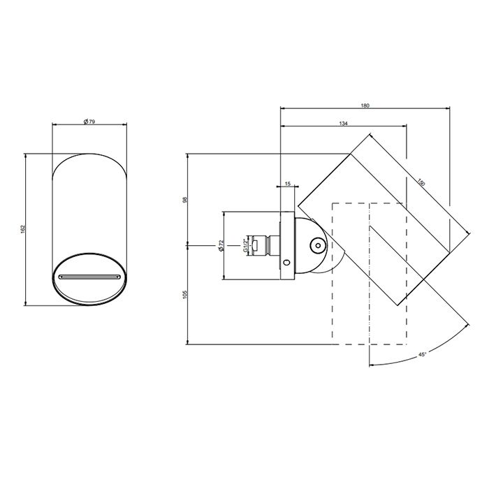 GESSI 316 FLESSA Верхний душ Ø79 мм., с настенным креплением, водопад, цвет Black Metal Brushed PVD