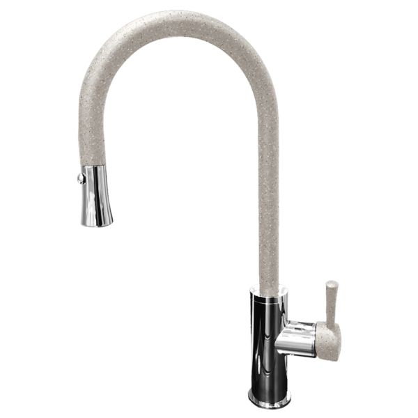 Смеситель для кухни с выдвижным изливом GranFest 7652, серый