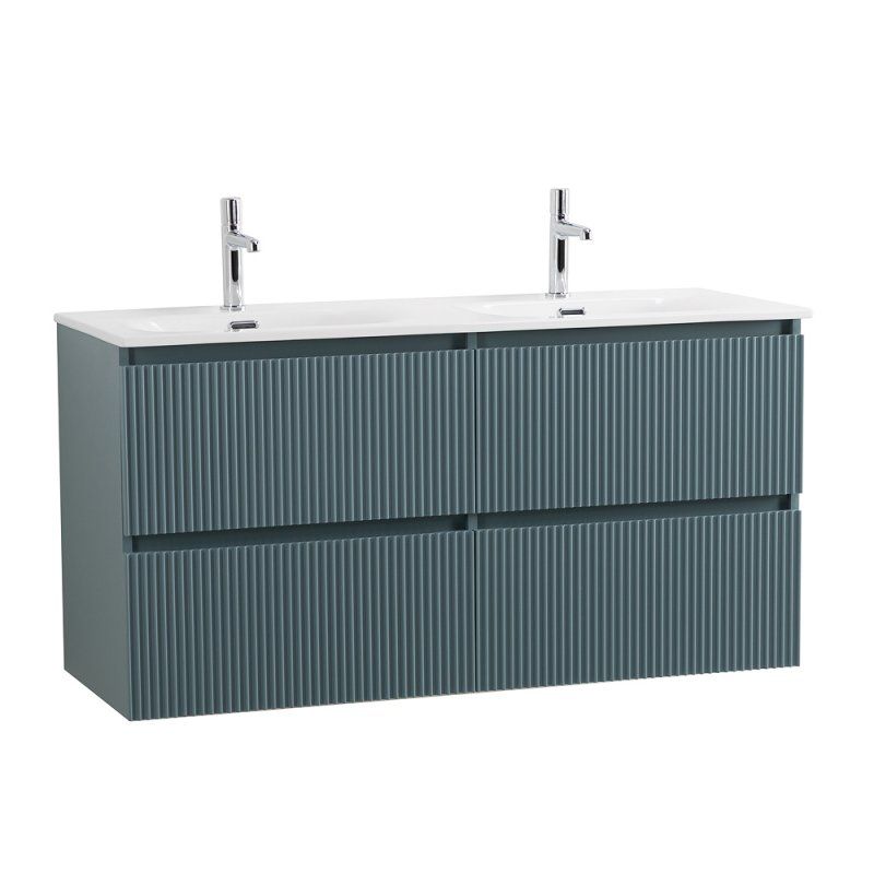 UNO База под раковину подвесная с фрезерованными ручками по всей длине фасада с четырьмя выкатн. ящ., Голубой Матовый, 1200x455x608, UNO-1200-4C-SO-AO, артикул UNO-1200-4C-SO-AO