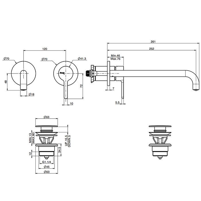 Fima Carlo Frattini Snap Cмеситель для раковины, встраиваемый, цвет: хром, артикул F3121WZX9CR
