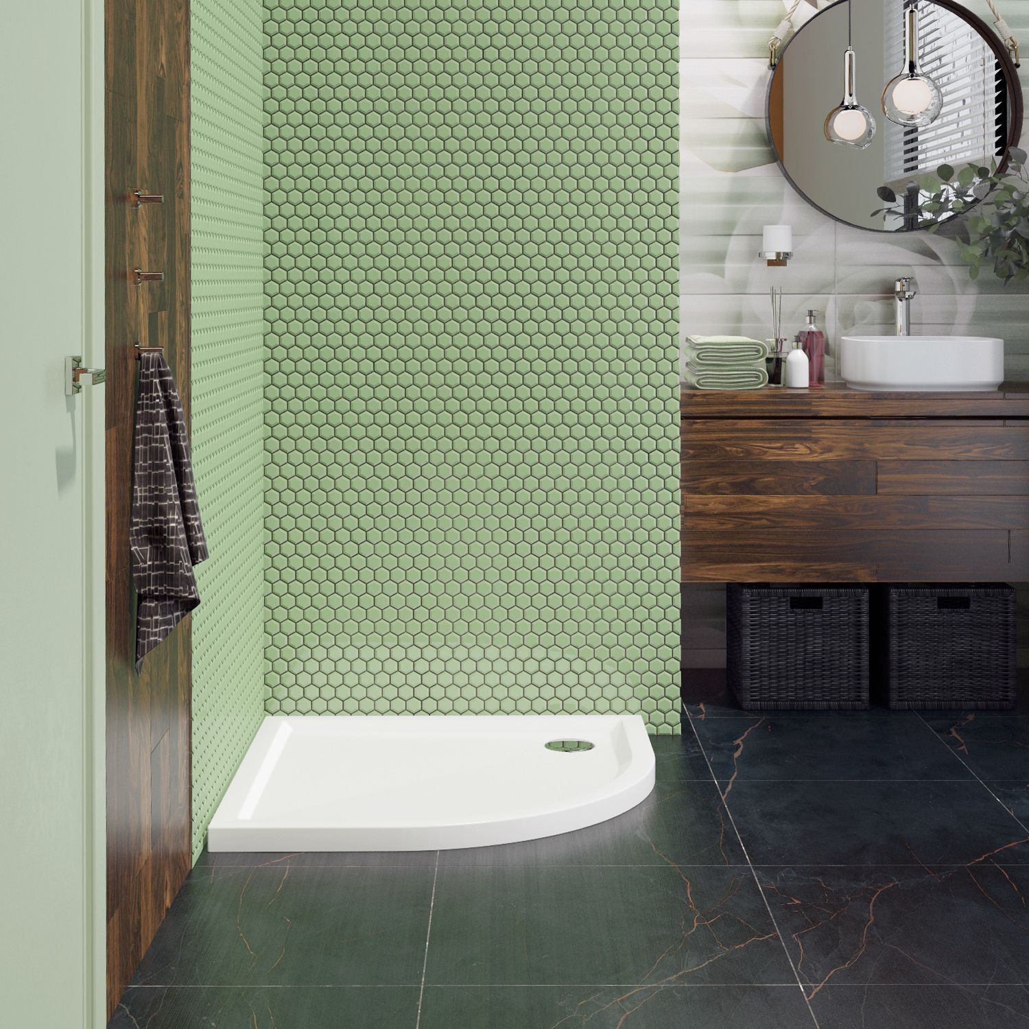 Акриловый душевой поддон Lavinia Boho One 37011800, полукруглый, 80 х 80 см