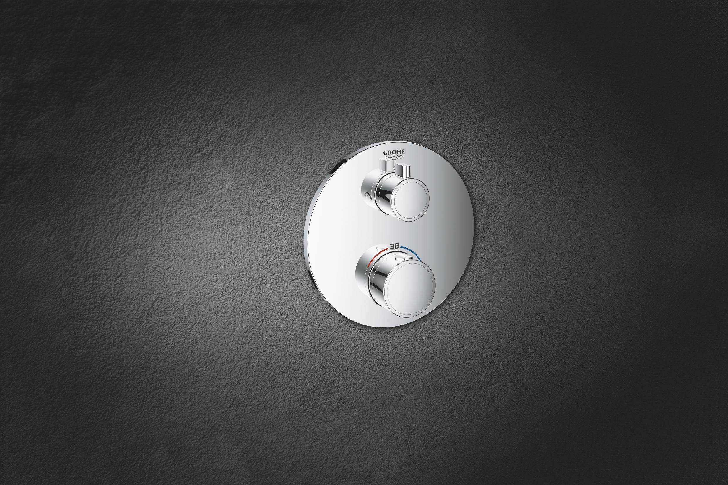 Термостатический смеситель для душа GROHE Grohtherm с переключателем на 2 положения, внешняя часть, круглая розетка, хром (24076000) Термостатический смеситель для душа GROHE Grohtherm с переключателем на 2 положения, внешняя часть, круглая розетка, хром (24076000)