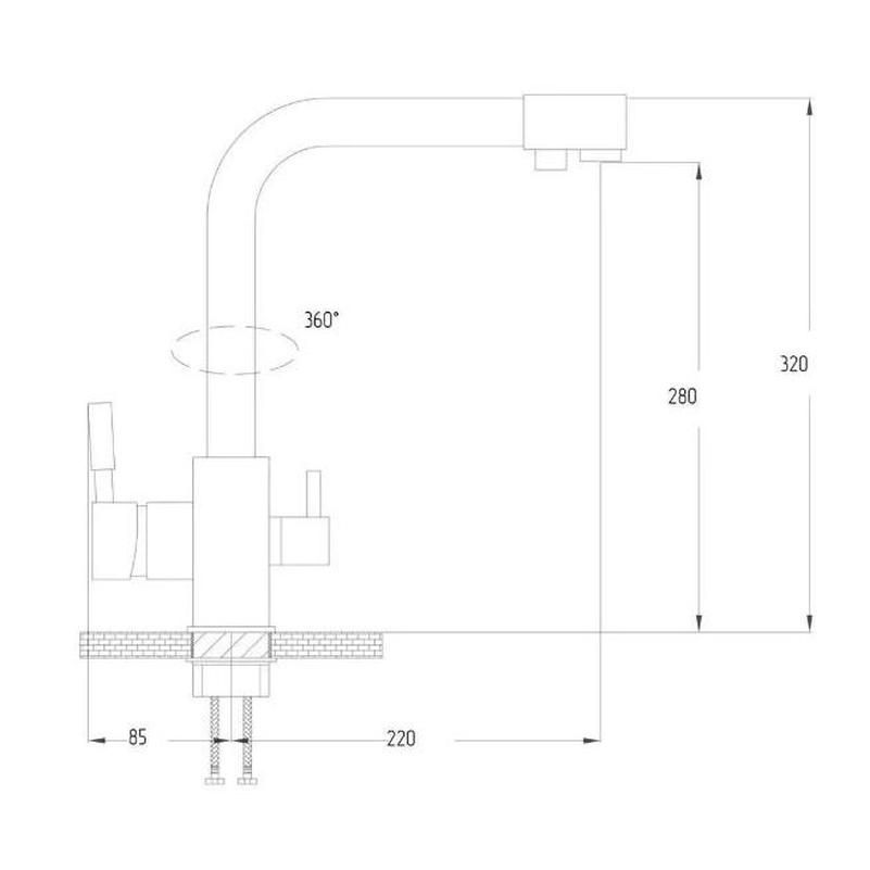 Смеситель для кухни с подключением фильтра для воды D-Lin D159315-1A, черный