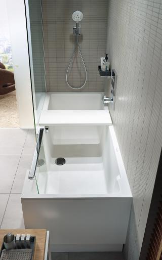 DURAVIT Shower + Bath Bathtub Ванна 1700х750хh2105 мм, с входн дверью и душевой шторкой ЗЕРКАЛЬНОЙ, SX - левосторонняя, цвет: белый (без слива-перел)